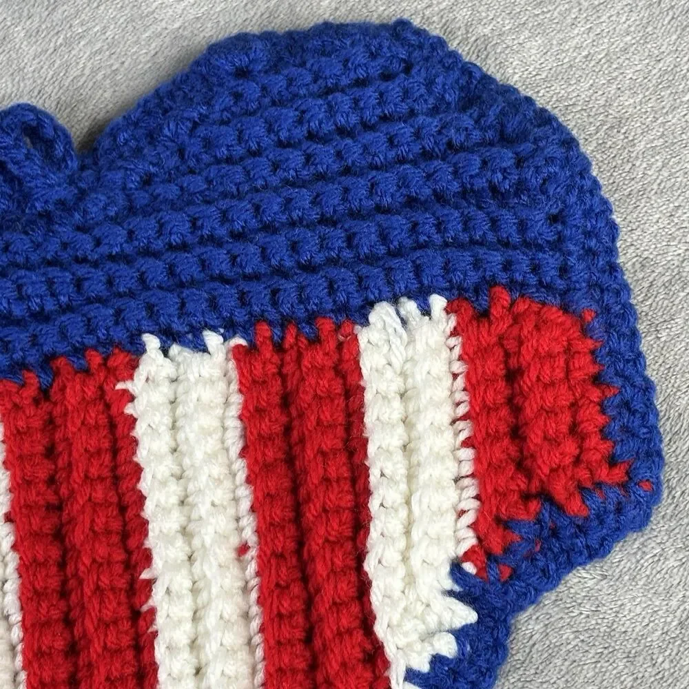 USA Flag Crochet Pot Holder‎ Fourth Of July Red White Blue Patriotic 12x12